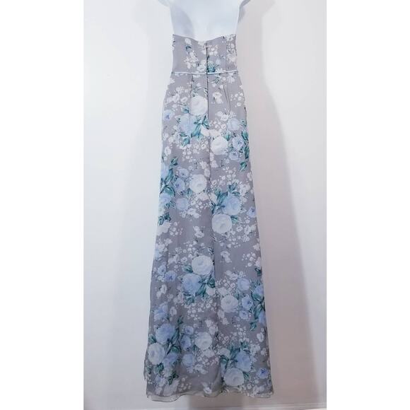 David's Bridal Floral Print Bridesmaid Dress Strapless High Low - Picture 6 of 11
